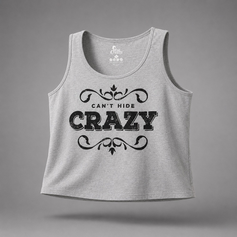 Gone Country Womens Gray Cant Hide Crazy Graphic Tank Top Cotton Size XL
